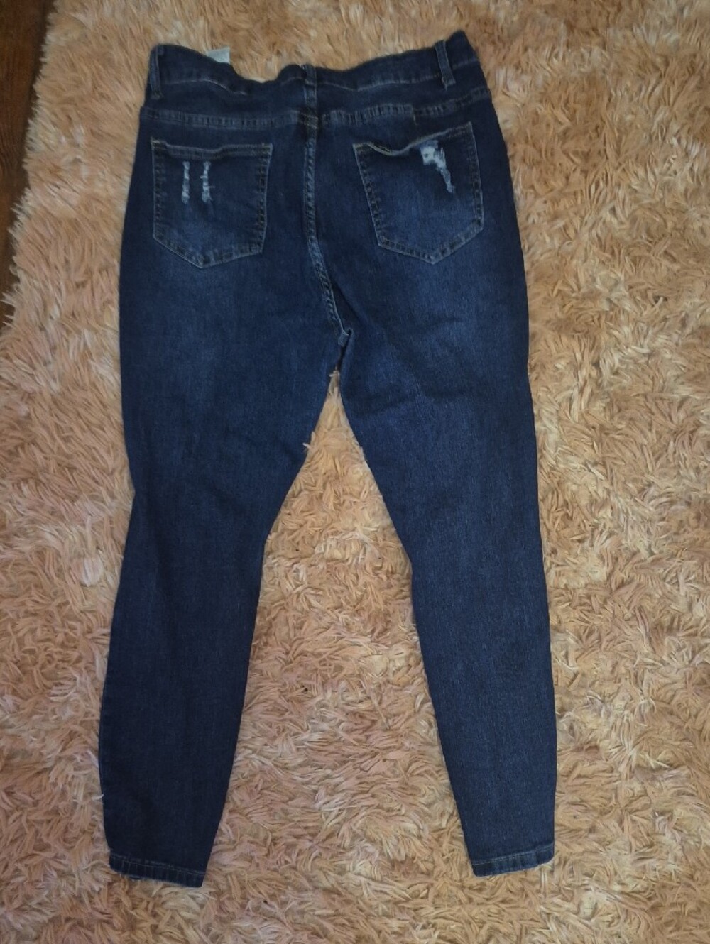Dark Blue Distressed Women's Jeans - Picture 2 of 2